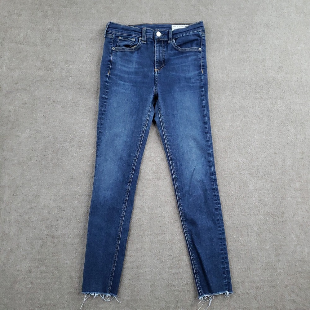 Rag‎ & Bone Jeans Womens 26 Blue 10 Inch Ankle Skinny Mad River Mid Rise Stretch